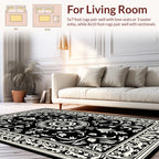 Classic Floral Medallion Black And White Rug