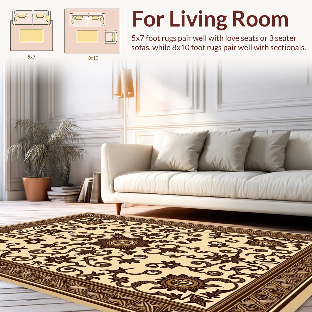 Classic Floral Scroll Pattern Rug