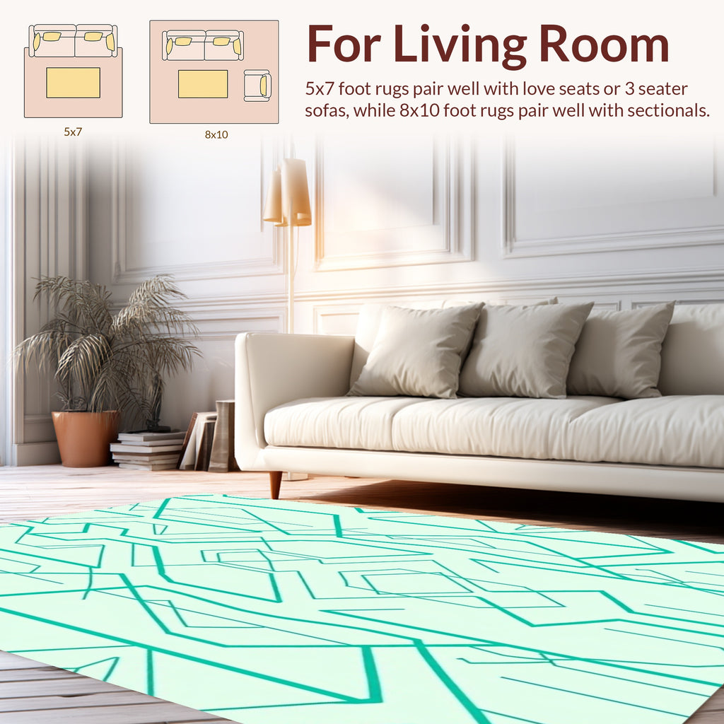 Geometric Aqua Lines Rug