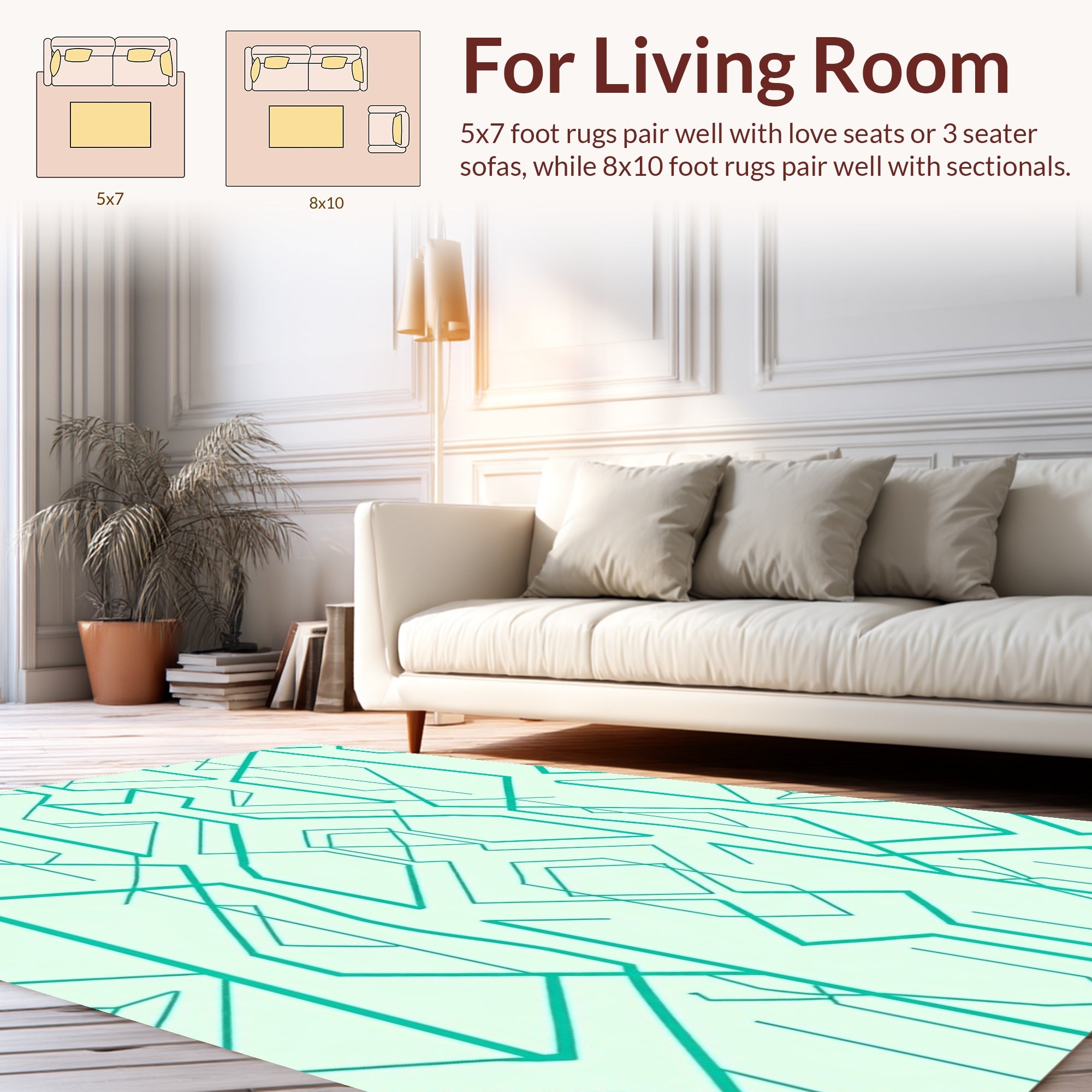Geometric Aqua Lines Rug