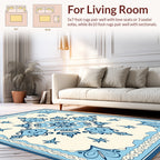 Blue Floral Motif Pattern Rug