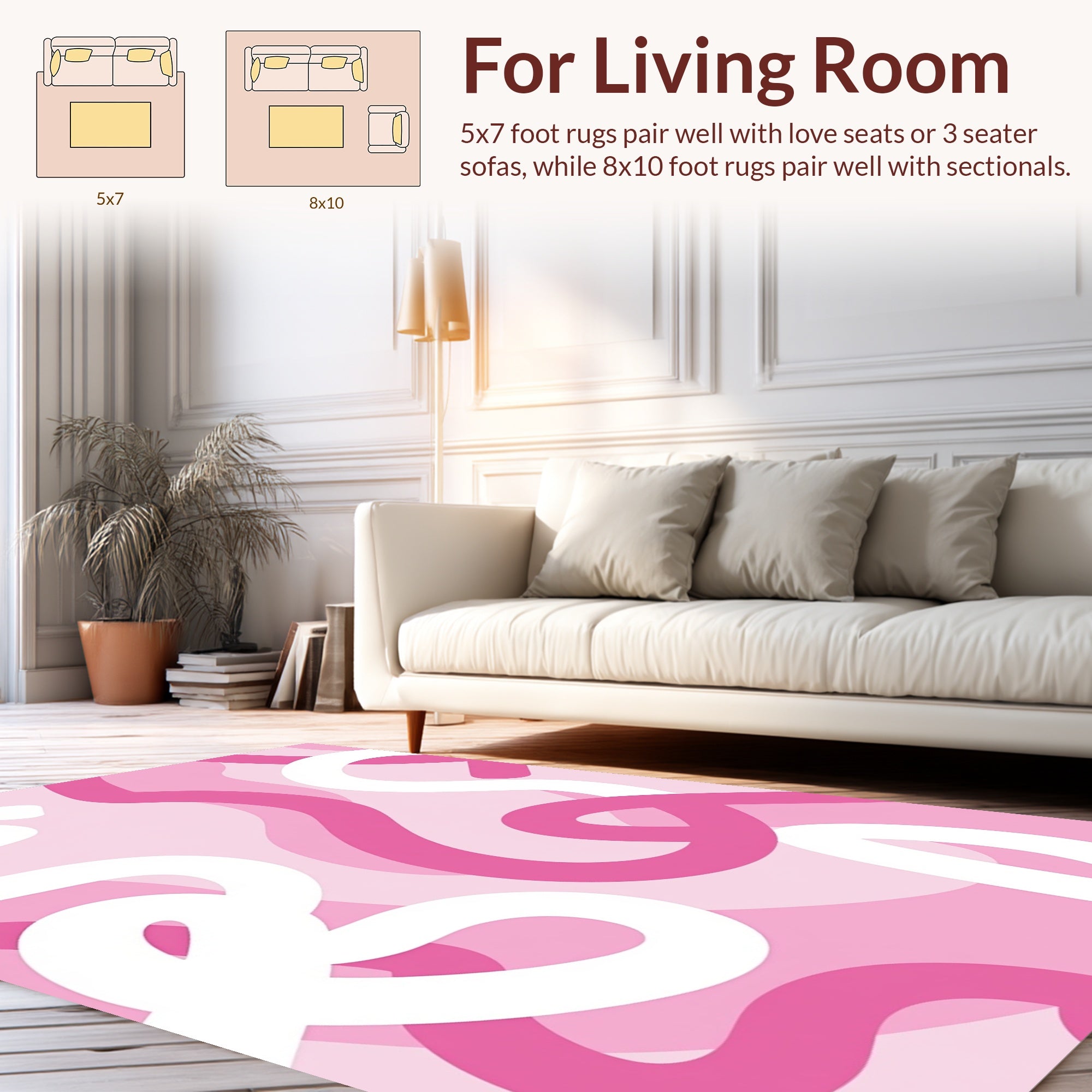 Sweet Pink Wave Pattern Design Rug