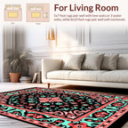 Coral Aqua Floral Symmetry Pattern Rug