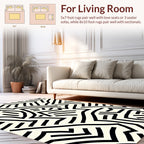 Black White Abstract Geometric Pattern Rug