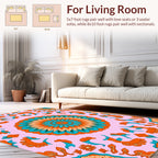 Mandala Inspired Orange Teal Pattern Rug