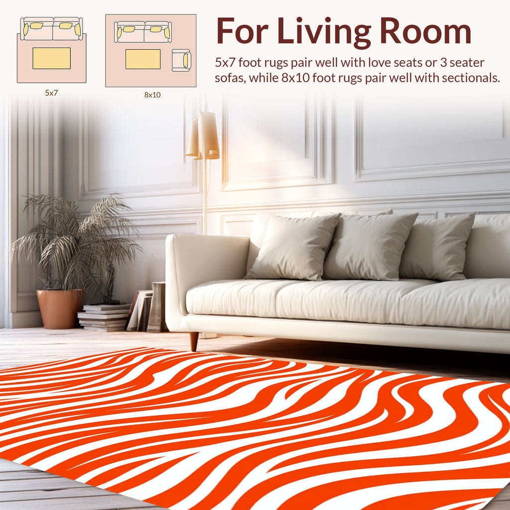 Bold Orange Wavy Stripe Pattern Rug