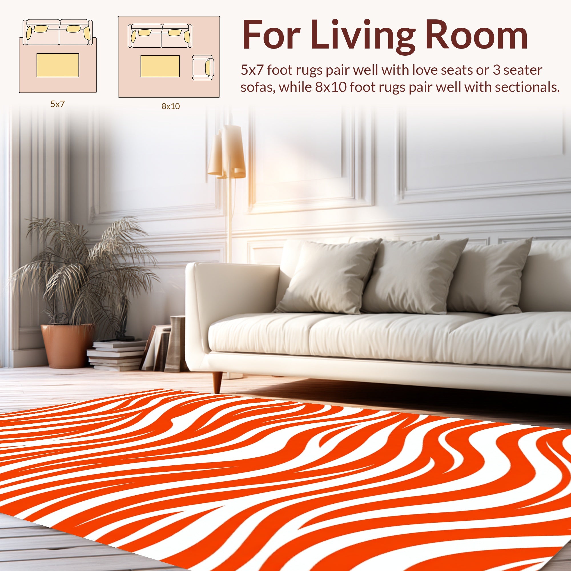 Bold Orange Wavy Stripe Pattern Rug