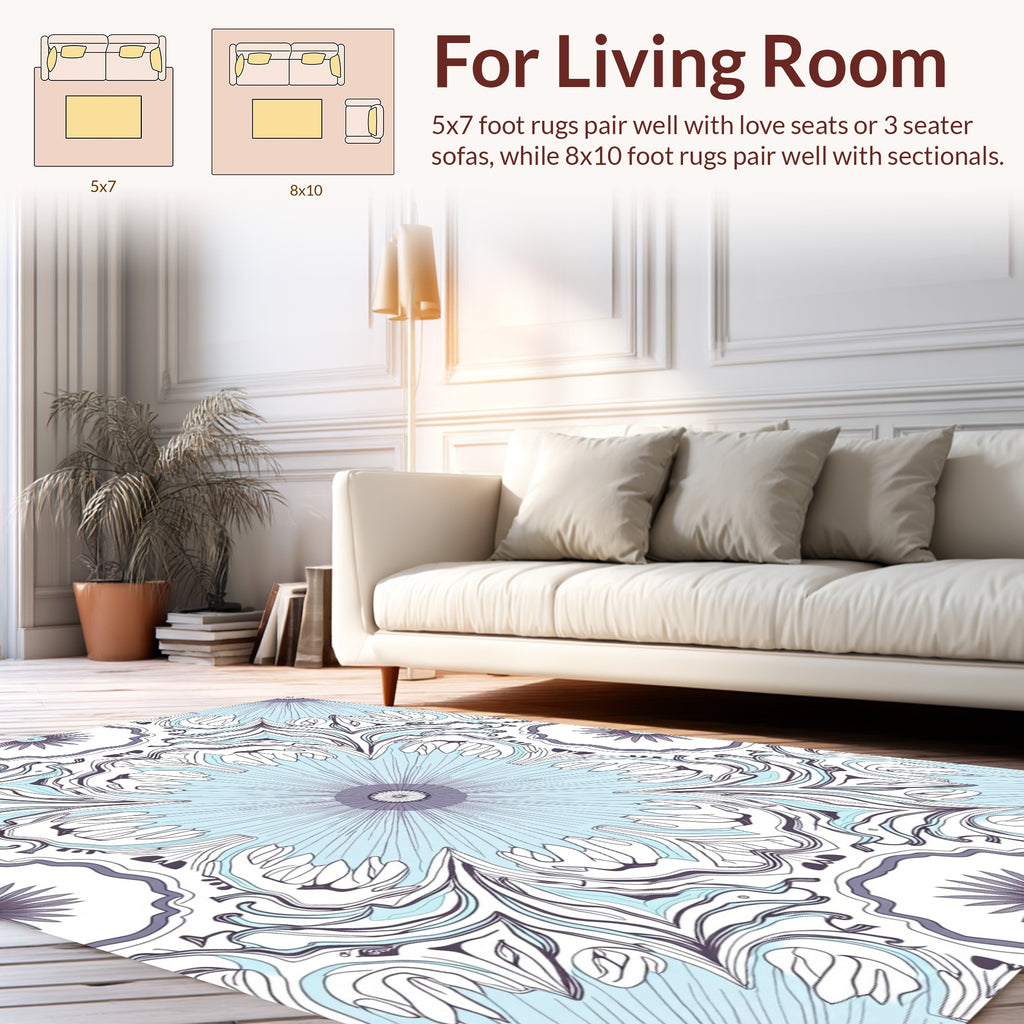 Intricate Floral Mandala Pattern Design Rug