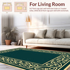 Ornate Cream Swirl Border Design Rug