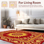 Ornate Red Gold Sunburst Floral Rug
