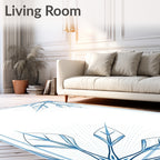 Cool Blue Starburst Leaf Border Rug