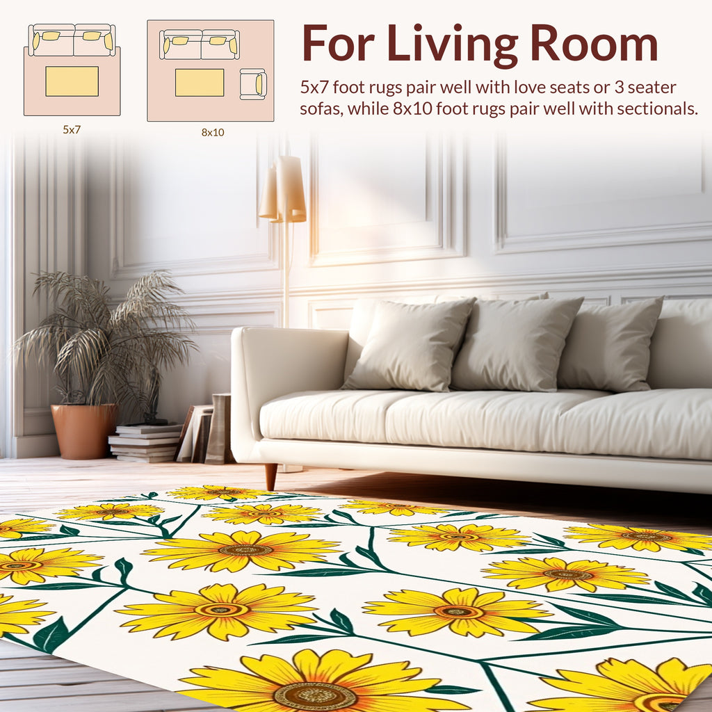 Yellow Daisy Hexagonal Pattern Rug