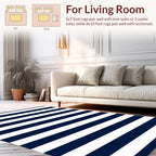 Classic Navy White Stripe Design Rug