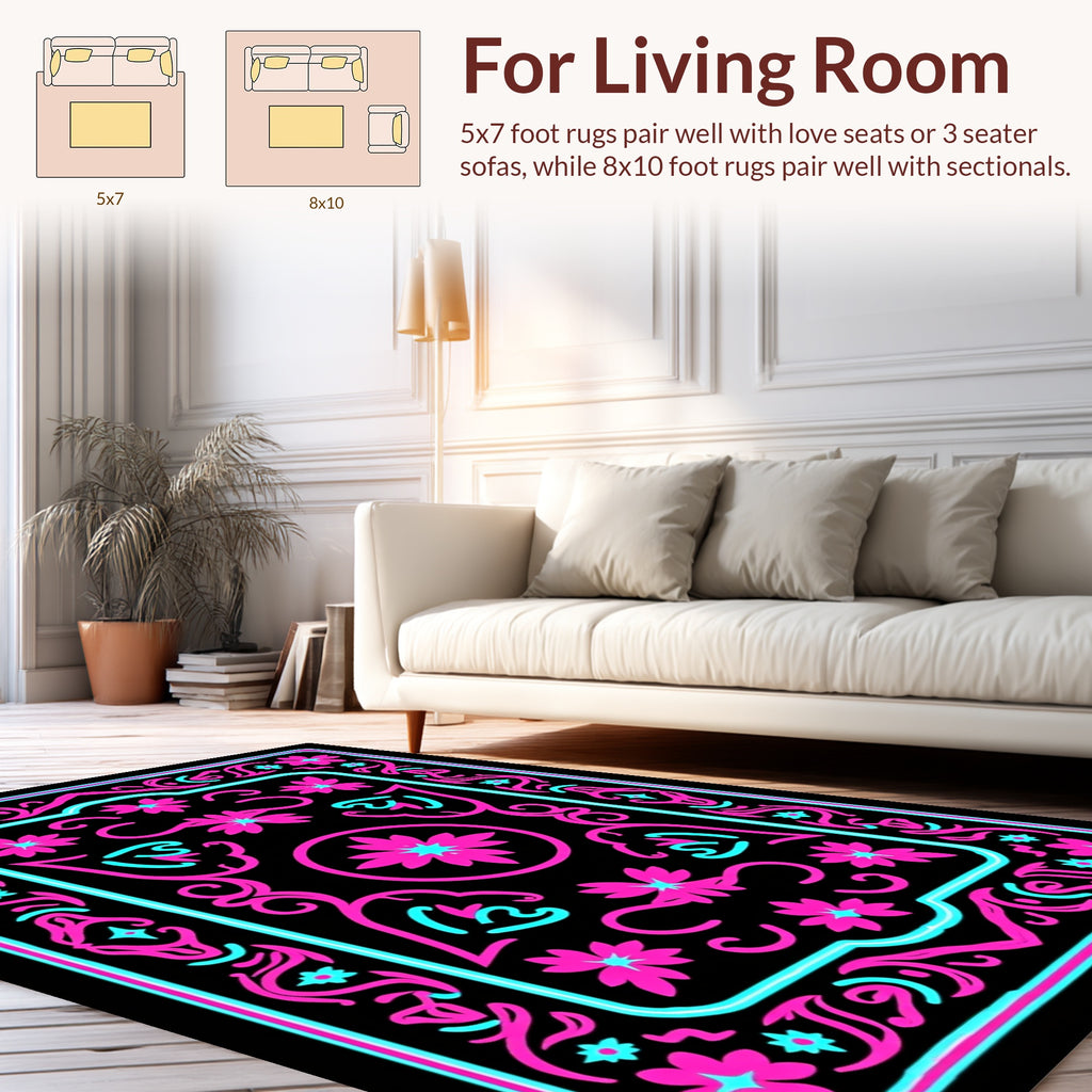 Retro Floral Swirls Rug