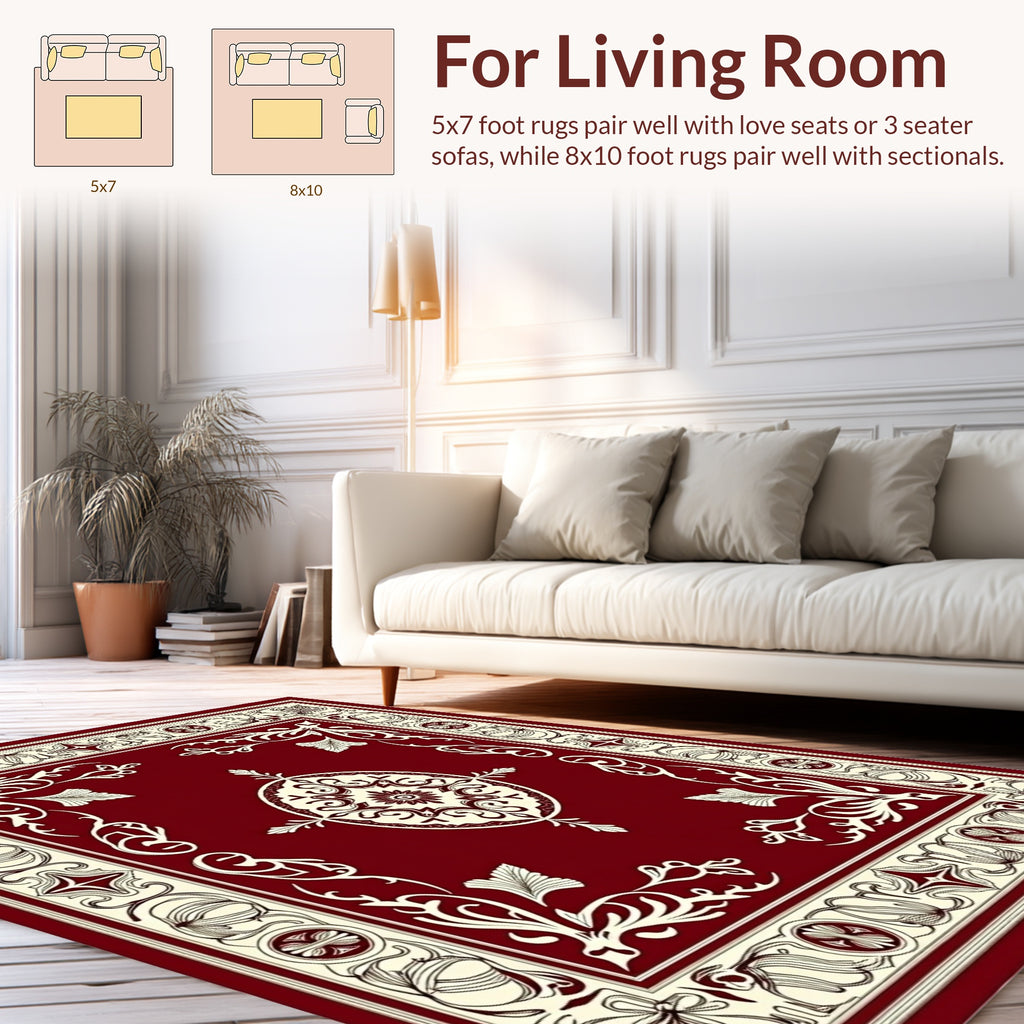 Vintage Floral Elegant Crimson Rug