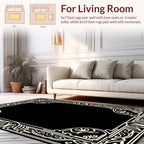 Ornate Ivory Art Nouveau Scroll Frame Rug