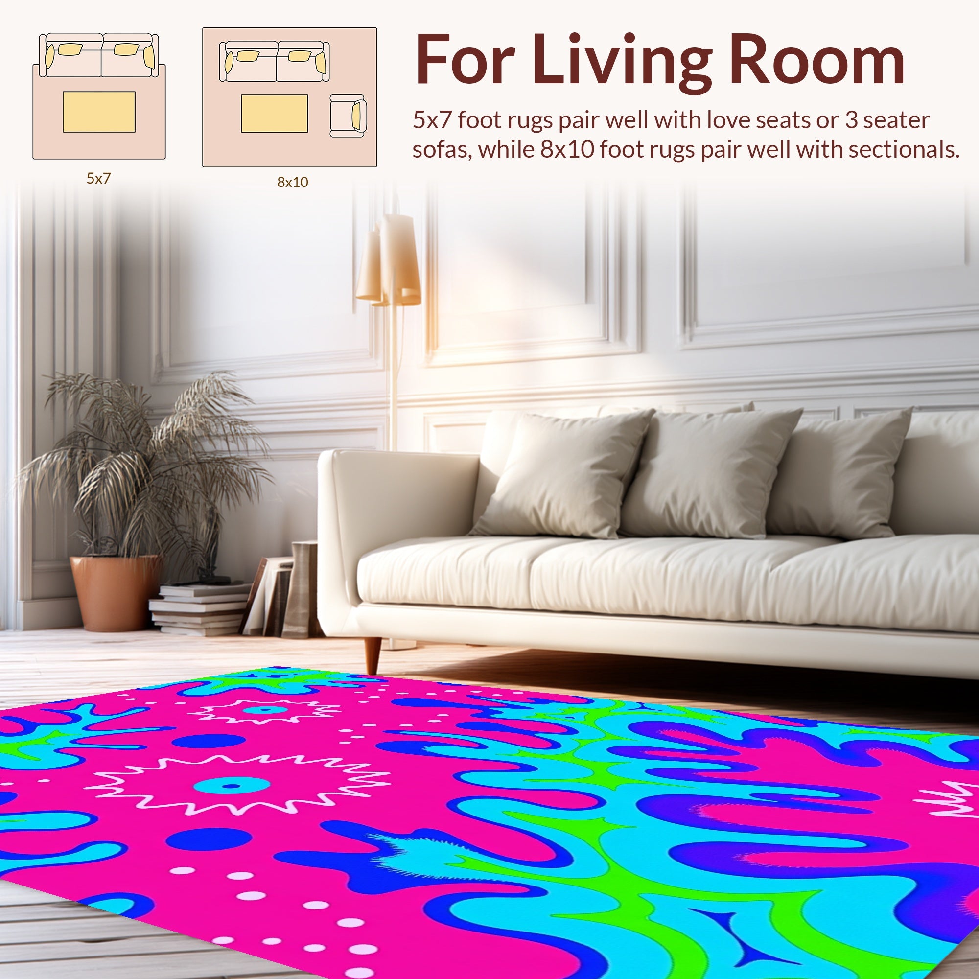 Radical Splatter Abstract Psychedelic Design Rug