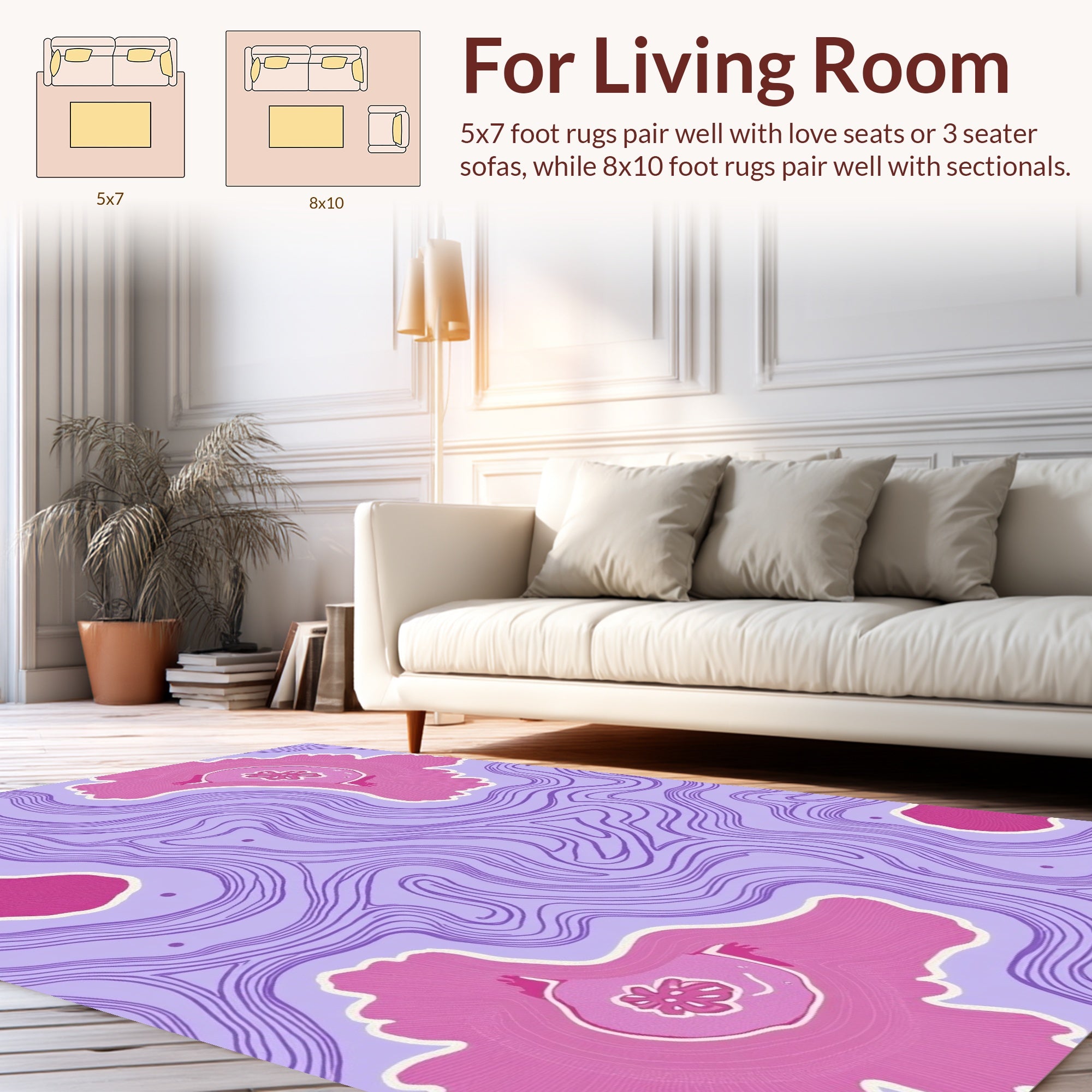Abstract Floral Flowing Lines Rug