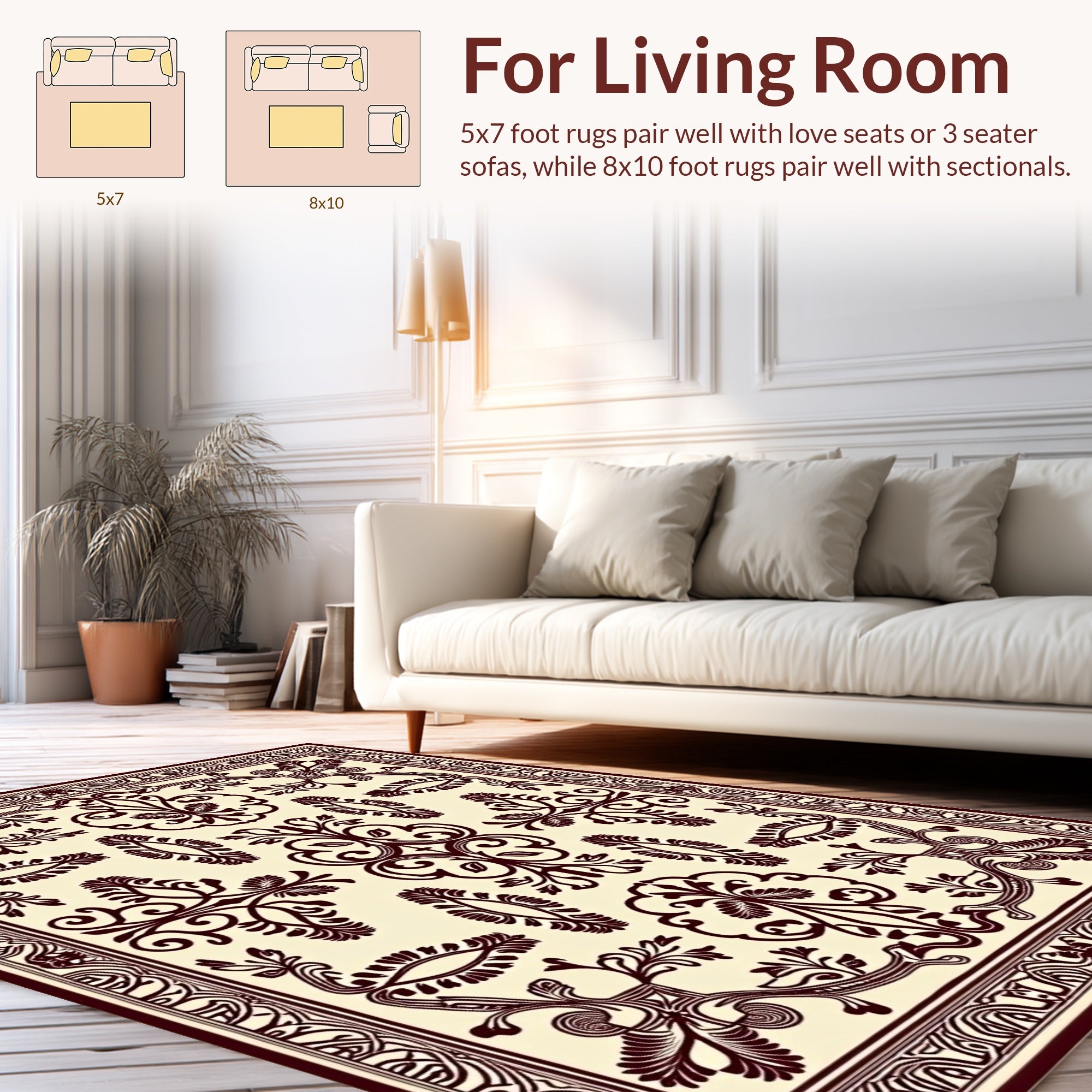 Ornate Floral Patterned Vintage Style Rug