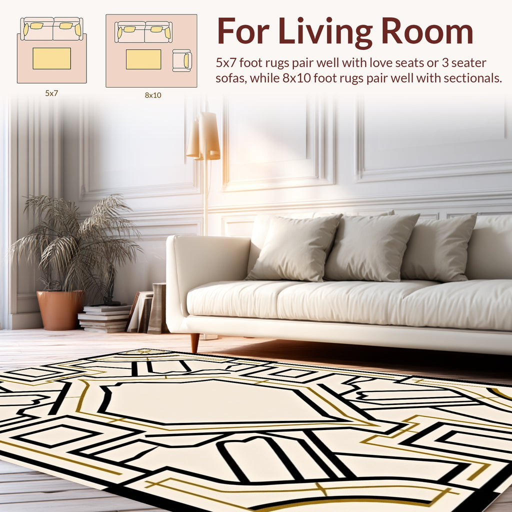 Geometric Lines Art Deco Design Rug