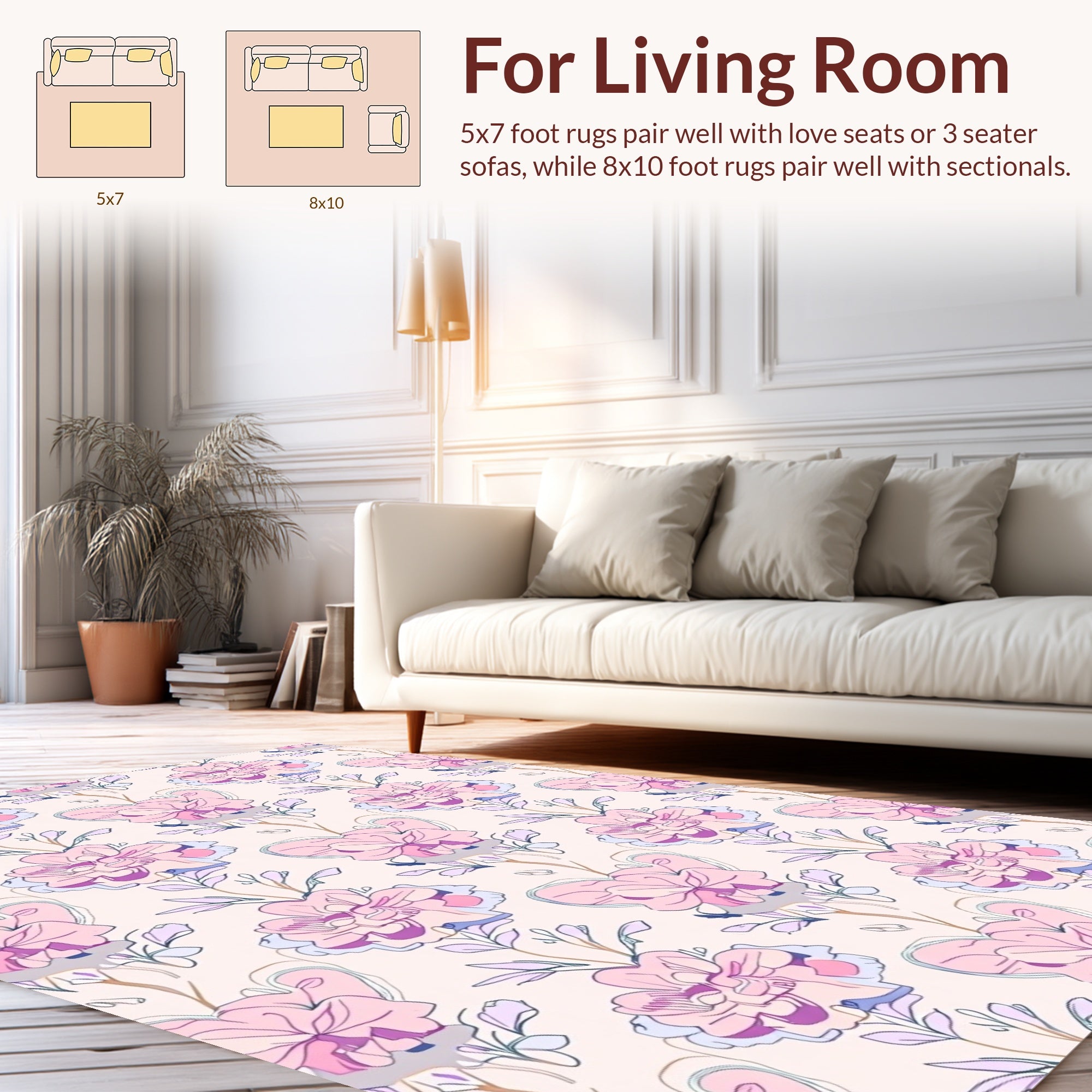 Pastel Floral Vine Pattern Rug