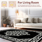 Ornate Medallion Black White Intricate Rug