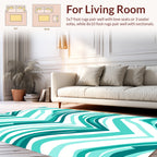 Aqua Flowing Zigzag Pattern Rug