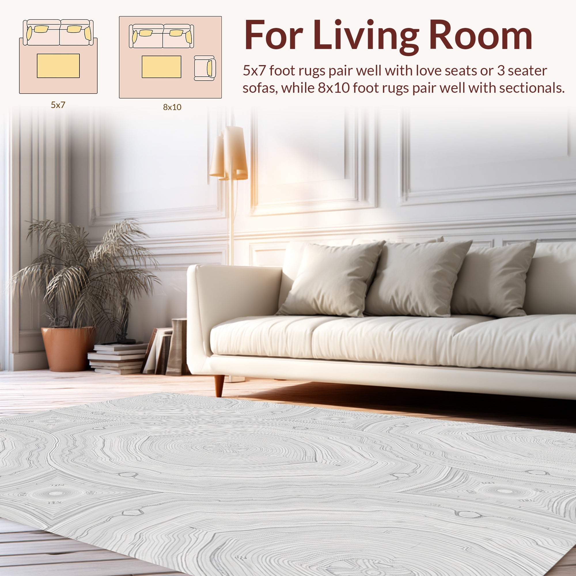 Monochromatic Wood Grain Fractal Pattern Rug