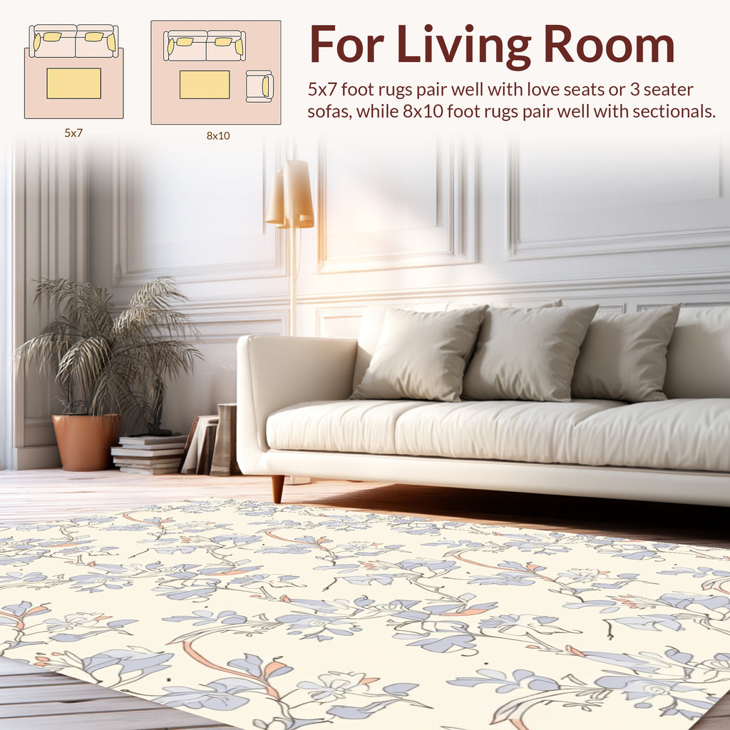 Delicate Pastel Floral Vine Pattern Rug