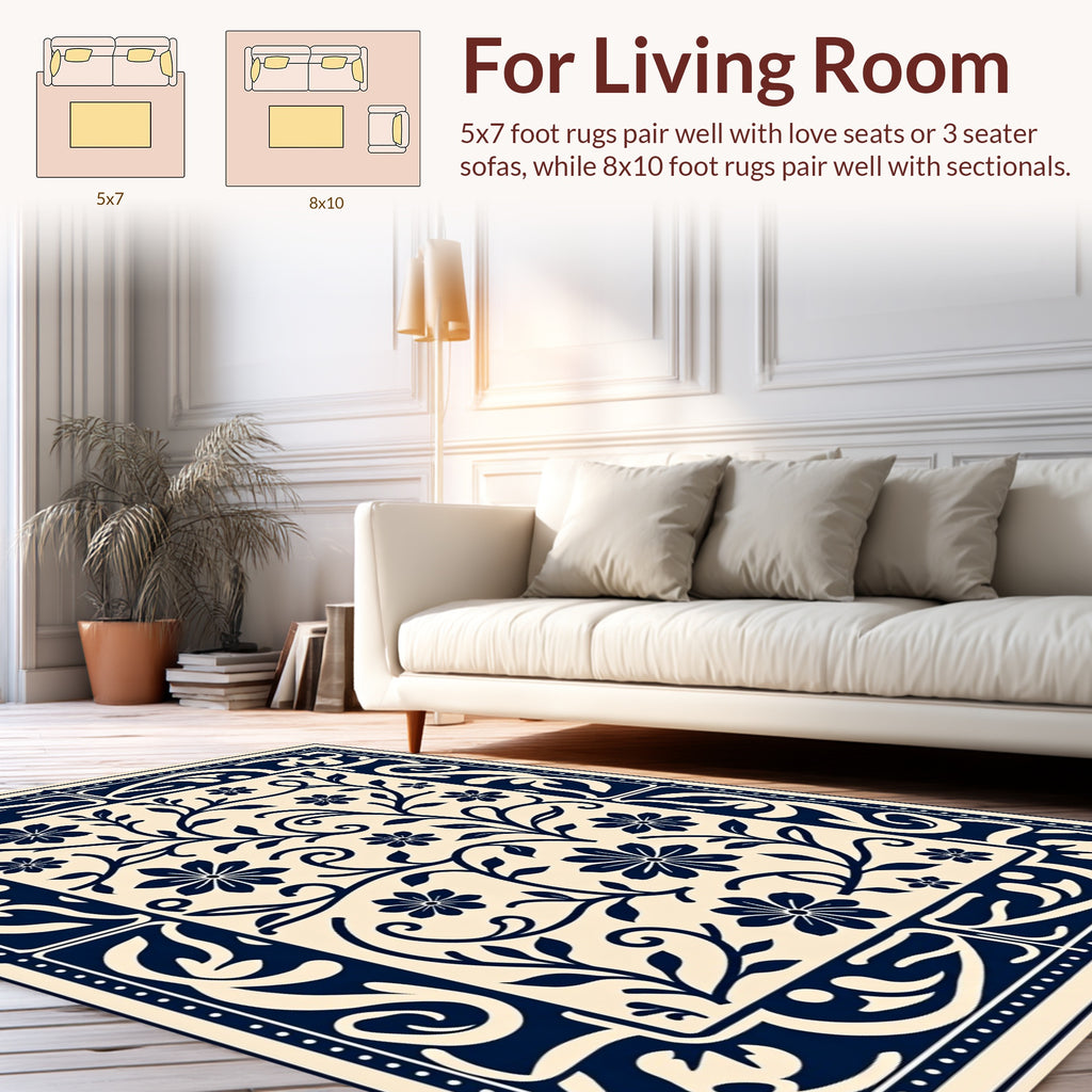 Classic Floral Vine Border Rug