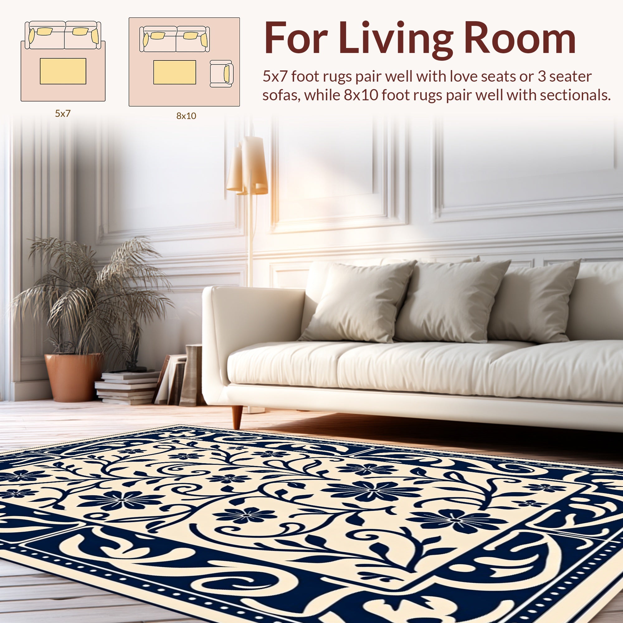 Classic Floral Vine Border Rug