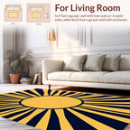 Sunburst Yellow and Navy Geometric Rug