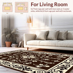 Rich Brown Floral Lattice Pattern Rug