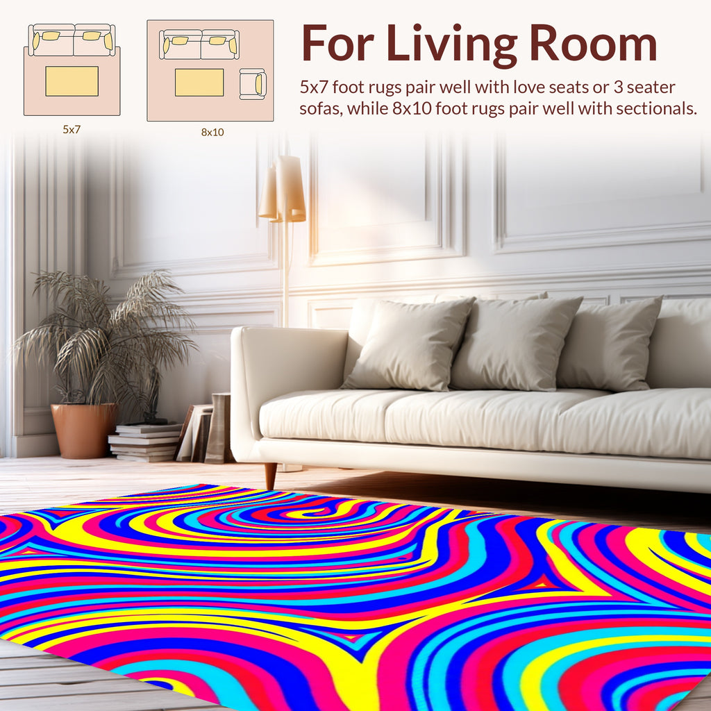 Vibrant Swirls Stripes Pattern Rug