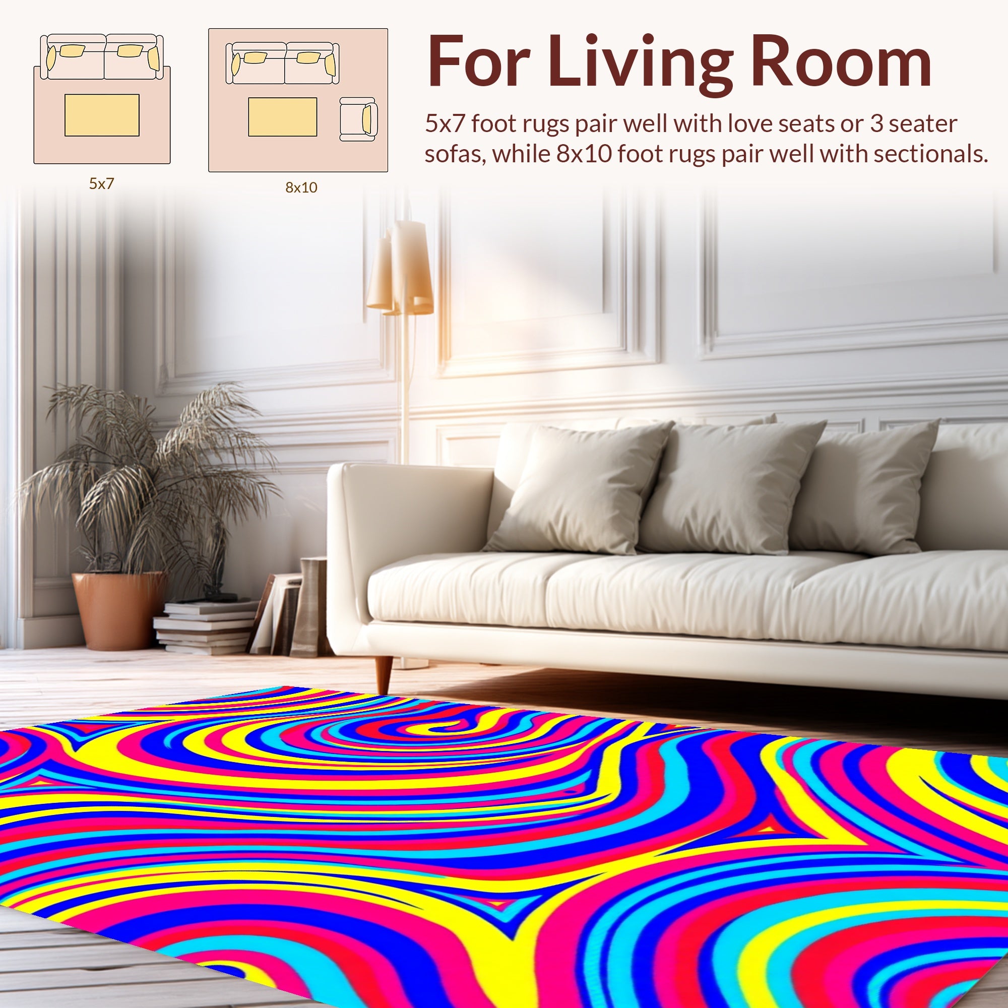 Vibrant Swirls Stripes Pattern Rug