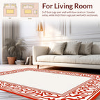 Classic Red Scrollwork Border Design Rug