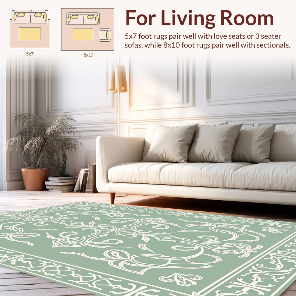 Elegant Vintage Floral Border Rug