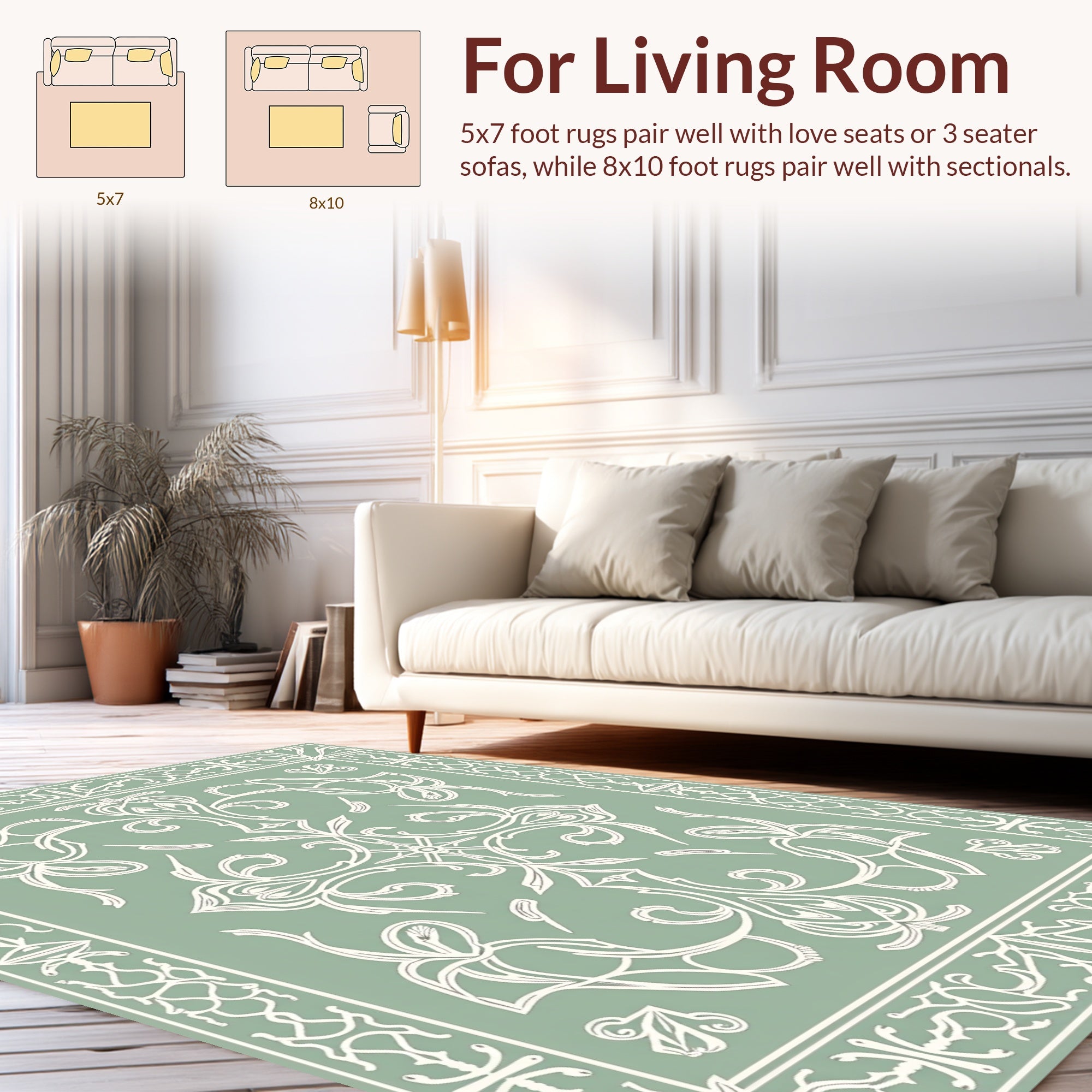 Elegant Vintage Floral Border Rug