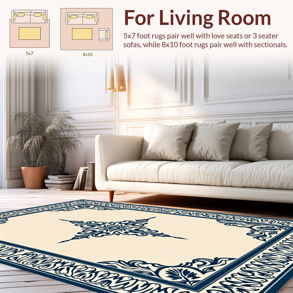 Ornate Floral Border and Center Star Rug
