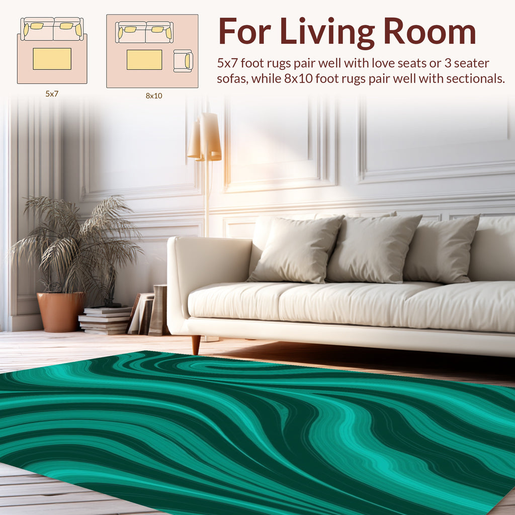Deep Teal Swirl Abstract Pattern Rug