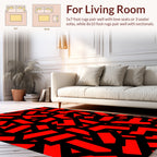 Bold Geometric Abstract Red Black Rug