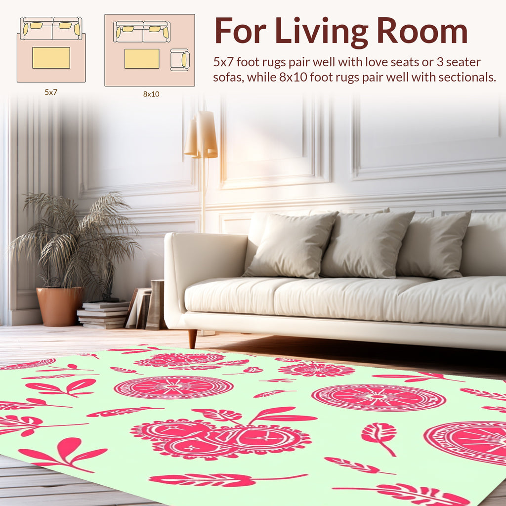 Whimsical Boho Floral Wheel Pattern Rug