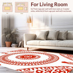 Red Circular Folk Pattern Rug