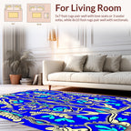 Elaborate Floral Swirls Blue Cream Rug