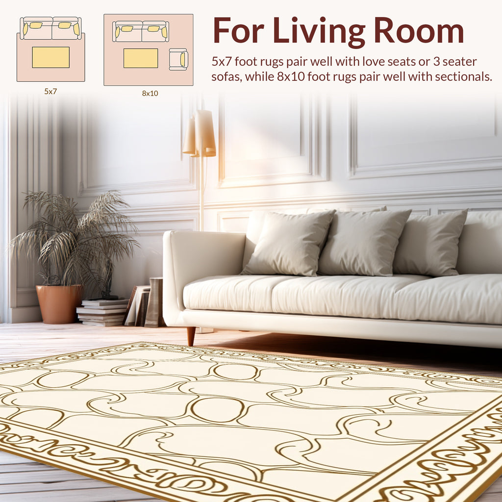 Stylized Organic Patterned Bordered Rug