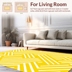Abstract Yellow White Geometric Lines Rug