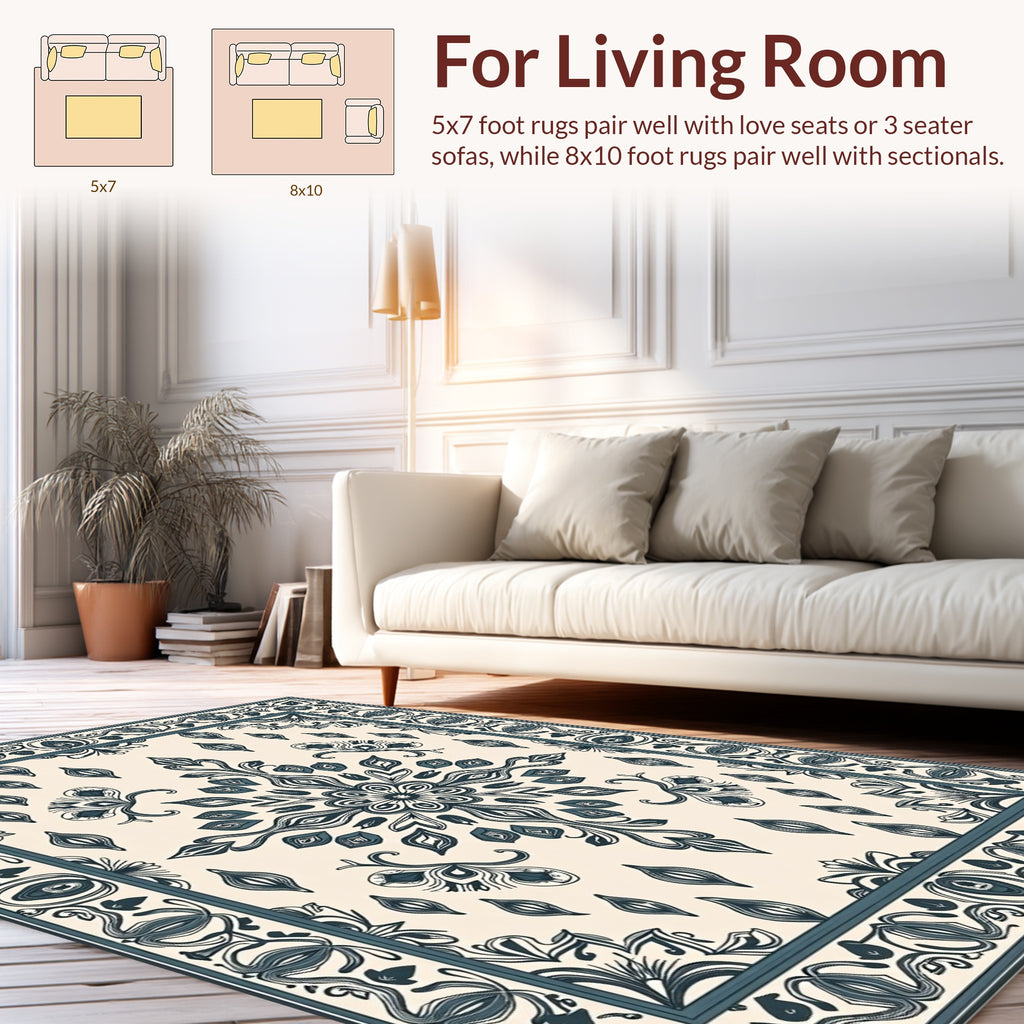 Ornate Floral Paisley Detailed Rug