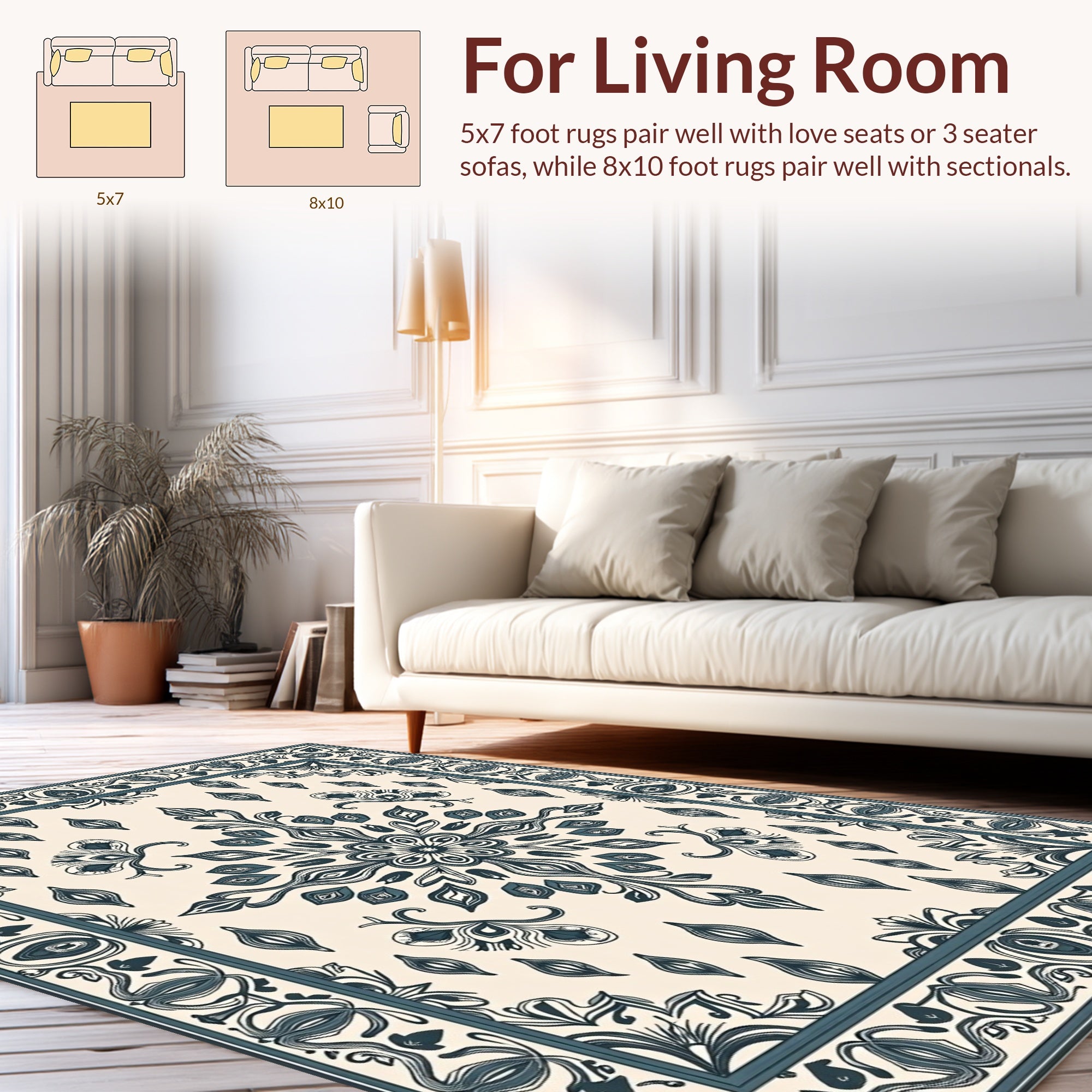 Ornate Floral Paisley Detailed Rug