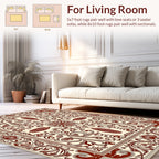 Brown Ornamental Flourish Damask Pattern Rug
