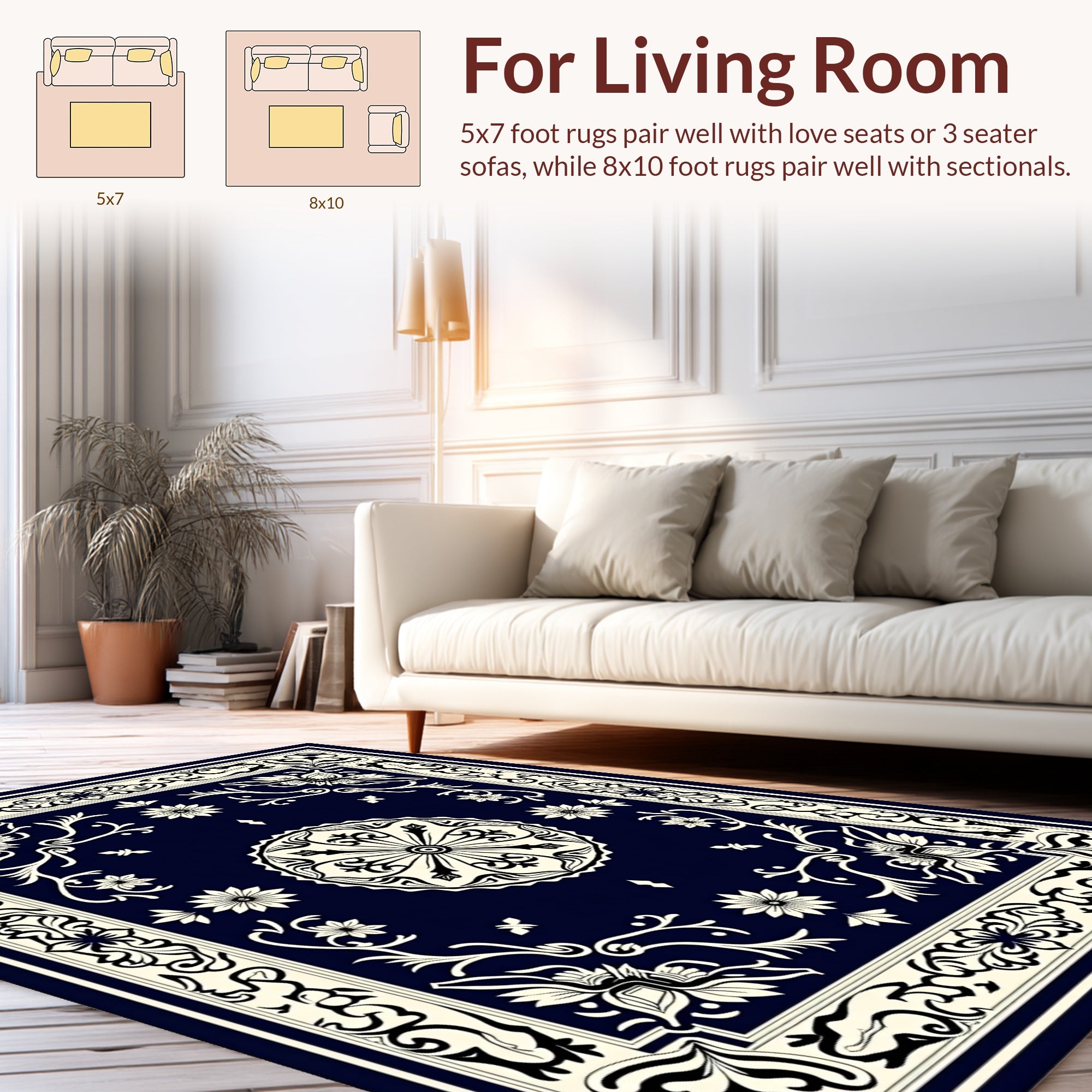 Antique Mandala Floral Border Design Rug